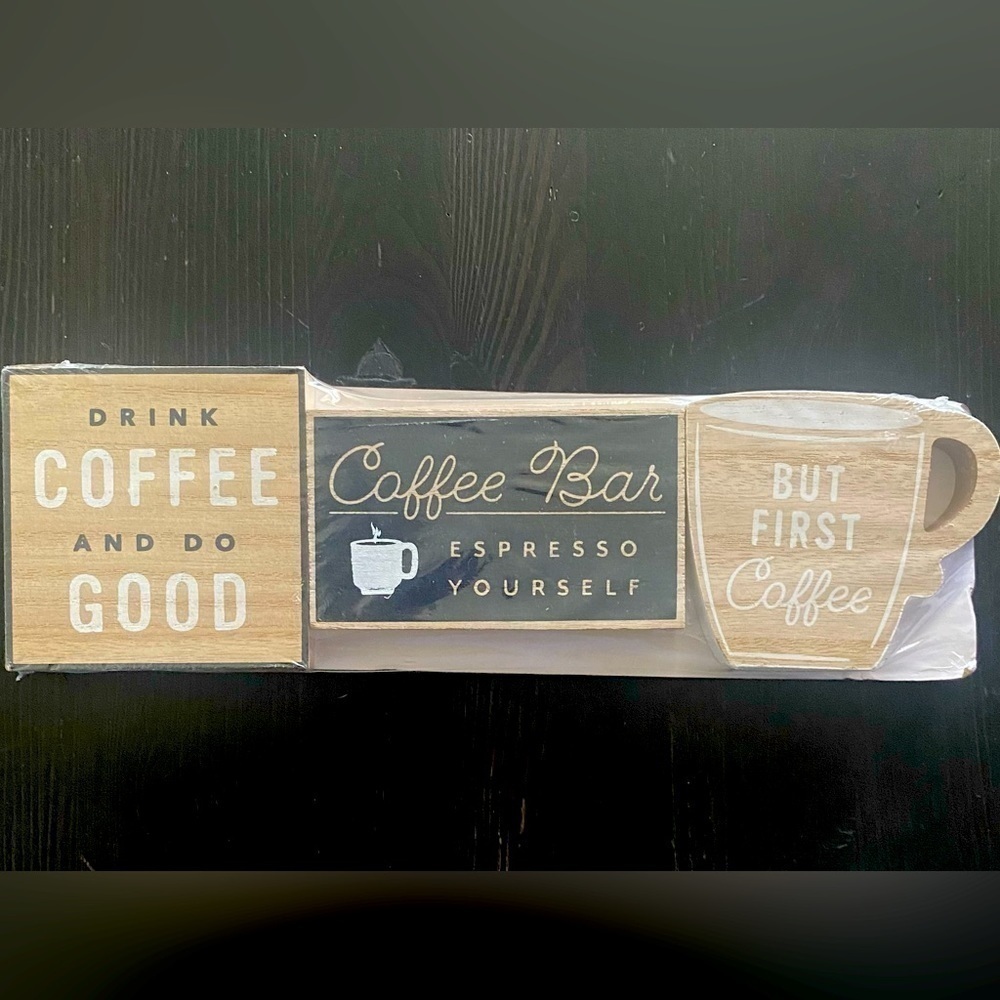 NWT-WOODEN COFFE BAR OR TIER TRAY DECOR
